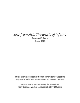 Jazz from Hell: the Music of Inferno Frankie Dobyns Spring 2018