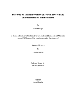 Tesserae on Venus: Evidence of Fluvial Erosion and Characterization of Lineaments