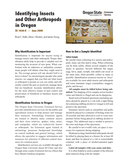 Identifying Insects and Other Arthropods in Oregon EC 1630-E ◊ June 2009