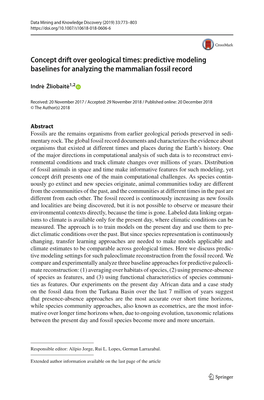 Concept Drift Over Geological Times: Predictive Modeling Baselines for Analyzing the Mammalian Fossil Record