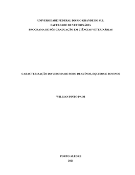 Universidade Federal Do Rio Grande Do Sul Faculdade De Veterinária Programa De Pós-Graduação Em Ciências Veterinárias