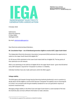 IEGA Submission to EA on Upper South Island and Upper North