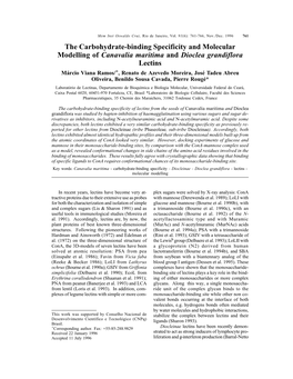 The Carbohydrate-Binding Specificity and Molecular Modelling Of