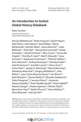 An Introduction to Seshat: Global History Databank