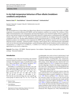 In Situ High-Temperature Behaviour of Fluor-Elbaite: Breakdown Conditions