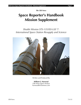 Space Reporter's Handbook Mission Supplement