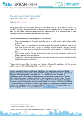 Country Profile for Indonesia1 Date: 21 November 2018 (Version 1)