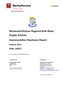 Windsorton/Holpan Regional Bulk Water Supply Scheme