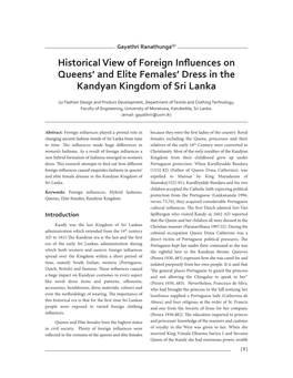 Historical View of Foreign Influences on Queens' and Elite Females