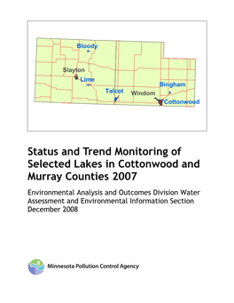 Status and Trend Monitoring of Selected Lakes in Cottonwood and Murray Counties