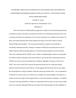 Anaerobic Oxidation of Methane in Cold Seeps and Gas Hydrates