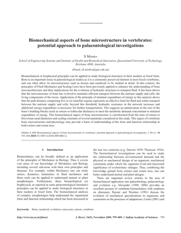 Biomechanical Aspects of Bone Microstructure in Vertebrates: Potential Approach to Paleontological Investigations 799