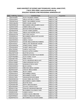 Kano University of Science and Technology, Wudil, Kano State