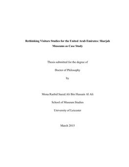 Sharjah Museums As Case Study Thesis Submitted for The