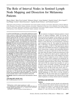 The Role of Interval Nodes in Sentinel Lymph Node Mapping and Dissection for Melanoma Patients