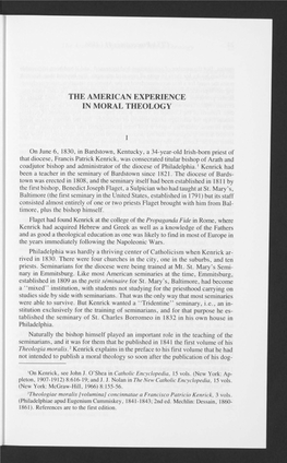 The American Experience in Moral Theology