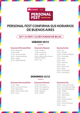 Gacetilla Horarios Personal Fest