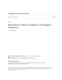 Police Corruption: a Sociological Perspective Peter J