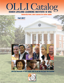 Osher Lifelong Learning Institute @ Uva University-Level, Short Courses for Active Adults