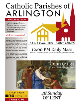Catholic Parishes of ARLINGTON MARCH 22, 2020 Explore, Engage, Discover