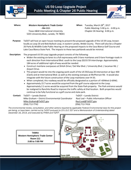 US 59 Loop Upgrade Project Public Meeting & Chapter 26 Public Hearing