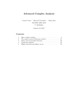 Advanced Complex Analysis