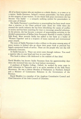 A Nation. Saidie Patterson, Ireland's Veteran Peacemaker, Has Been Placed Become