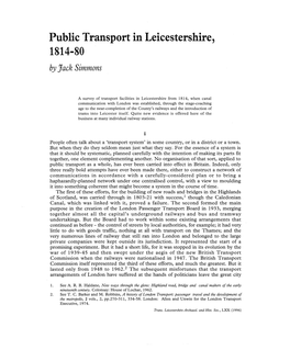 Public Transport in Leicestershire, 1814-80 Pp.105-127