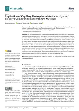 Application of Capillary Electrophoresis to the Analysis of Bioactive Compounds in Herbal Raw Materials