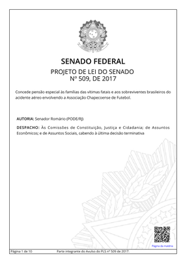 Senado Federal Projeto De Lei Do Senado Nº 509, De 2017