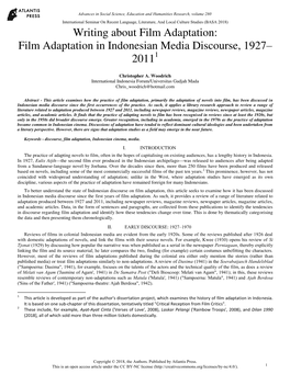 Writing About Film Adaptation: Film Adaptation in Indonesian Media Discourse, 1927– 20111