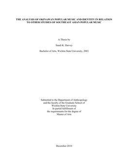 The Analysis of Okinawan Popular Music and Identity in Relation to Other Studies of Southeast Asian Popular Music