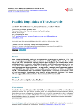 Possible Duplicities of Five Asteroids
