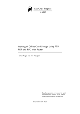 Working of Offline Cloud Storage Using FTP, RDP and RPC with Router