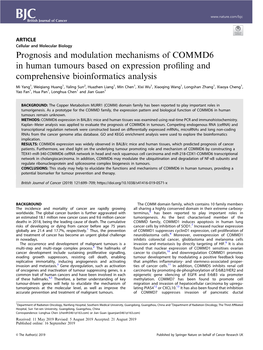 Prognosis and Modulation Mechanisms of COMMD6 in Human Tumours Based on Expression Profiling and Comprehensive Bioinformatics An