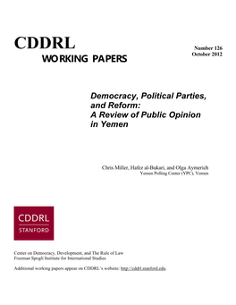 Democracy, Political Parties, and Reform: a Review of Public Opinion in Yemen