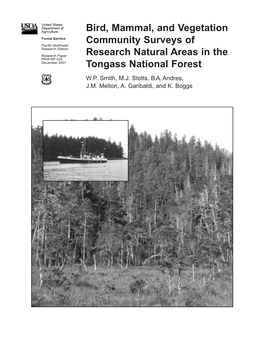 Bird, Mammal, and Vegetation Community Surveys of Research Natural Areas in the Tongass National Forest