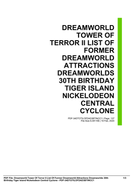 Dreamworld Tower of Terror Ii List of Former Dreamworld Attractions Dreamworlds 30Th Birthday Tiger Island Nickelodeon Central Cyclone