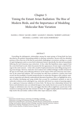 Chapter 5 Timing the Extant Avian Radiation: the Rise of Modern Birds, and the Importance of Modeling Molecular Rate Variation