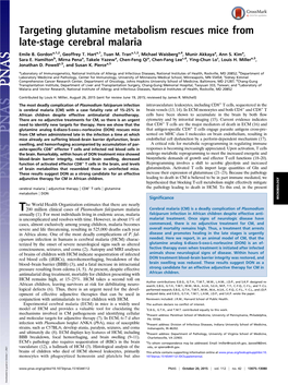 Targeting Glutamine Metabolism Rescues Mice from Late-Stage Cerebral Malaria