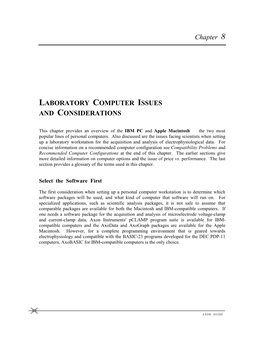 Chapter 8 LABORATORY COMPUTER ISSUES AND