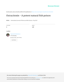 Ostracitoxin - a Potent Natural Fish Poison