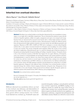 Inherited Iron Overload Disorders