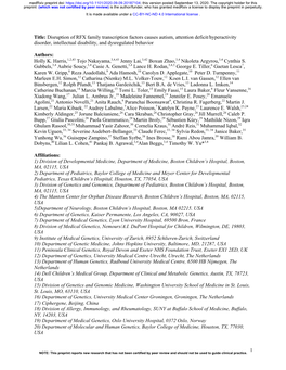 Disruption of RFX Family Transcription Factors Causes Autism, Attention Deficit/Hyperactivity Disorder, Intellectual Disability, and Dysregulated Behavior