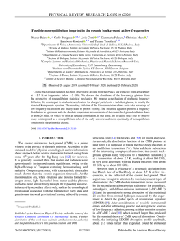 Possible Nonequilibrium Imprint in the Cosmic Background at Low Frequencies