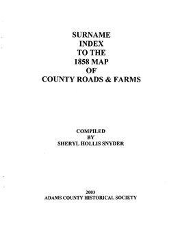 1858 Adams County Map Name Index