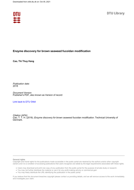 Enzyme Discovery for Brown Seaweed Fucoidan Modification