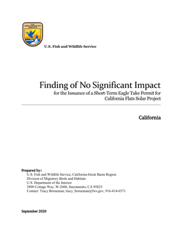 Analysis for the California Flats Solar Project – Project Modification, Proposed Action Appendix E