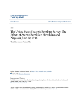 The United States Strategic Bombing Survey: the Effects of Atomic