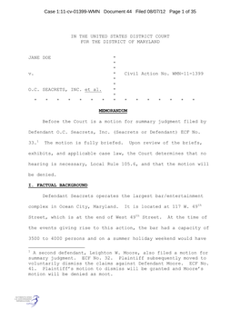 Case 1:11-Cv-01399-WMN Document 44 Filed 08/07/12 Page 1 of 35